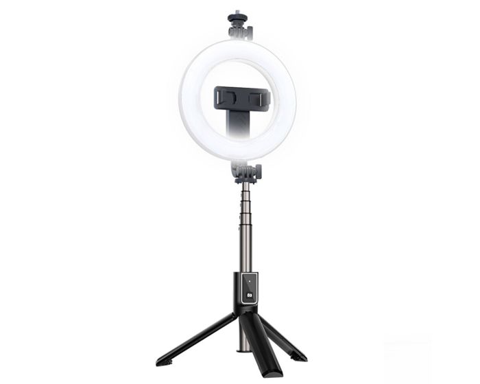 Selfie Stick Ring Light Phone Stand Holder with Bluetooth Remote Control (P40D-2) Βάση Smartphone με Φωτισμό Led 6''- Βlack

