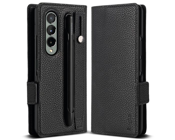 Ringke Signature PU Leather Case with Holder Strap Θήκη Book με Ιμάντα Χειρός Black (Samsung Galaxy Z Fold4)