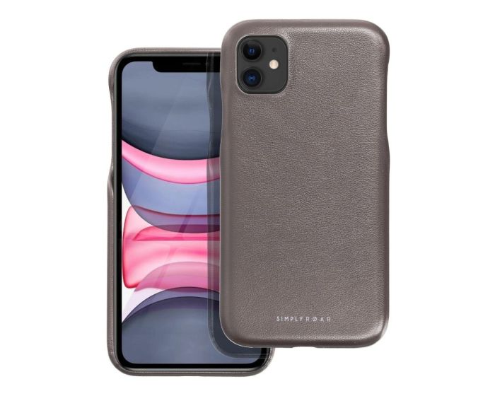 Roar Look PU Leather Back Cover Case - Grey (iPhone 11)