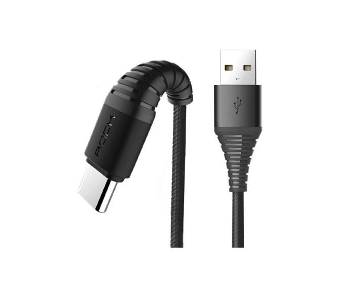 ROCK Hi-Tensile Καλώδιο Φόρτισης και Μεταφοράς Δεδομένων 2A USB to Type-C 2m Black