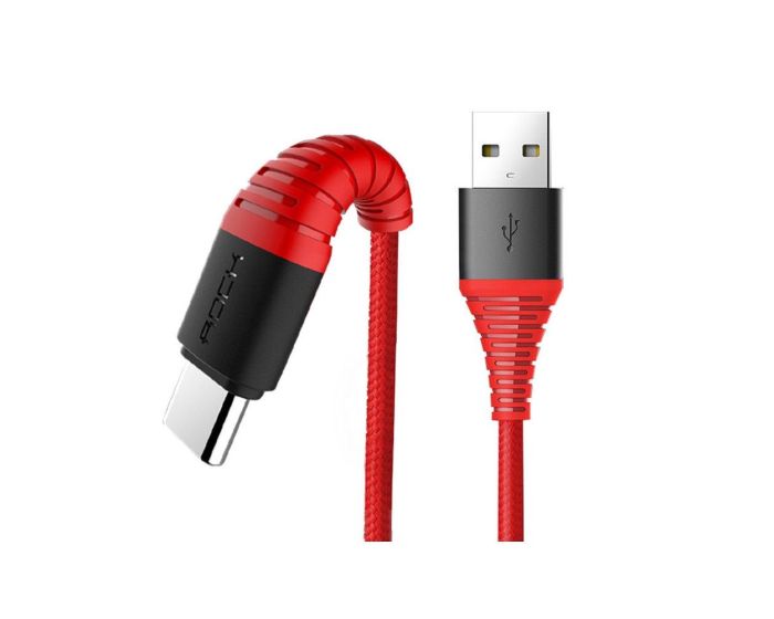 ROCK Hi-Tensile Καλώδιο Φόρτισης και Μεταφοράς Δεδομένων 3A USB to Type-C 1m Red