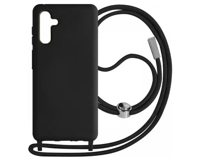 Rope Soft Touch Case with Neck Cord Lanyard - Black (Samsung Galaxy A05s)