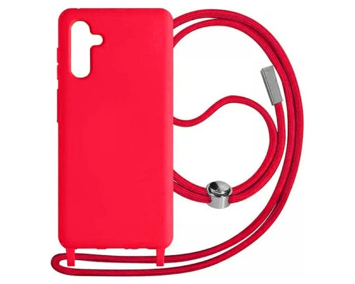 Rope Soft Touch Case with Neck Cord Lanyard - Red (Samsung Galaxy A05s)