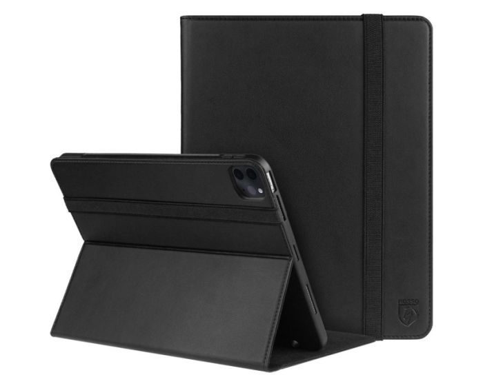 Rosso Element PU Leather Book Case Θήκη με Stand και Υποδοχή Apple Pencil - Black (iPad Pro 12.9" 2018 / 2020 / 2021 / 2022)
