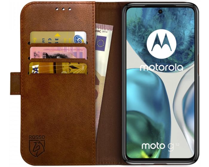 Rosso Element PU Leather Wallet Θήκη Πορτοφόλι με Stand - Brown (Motorola Moto G52)