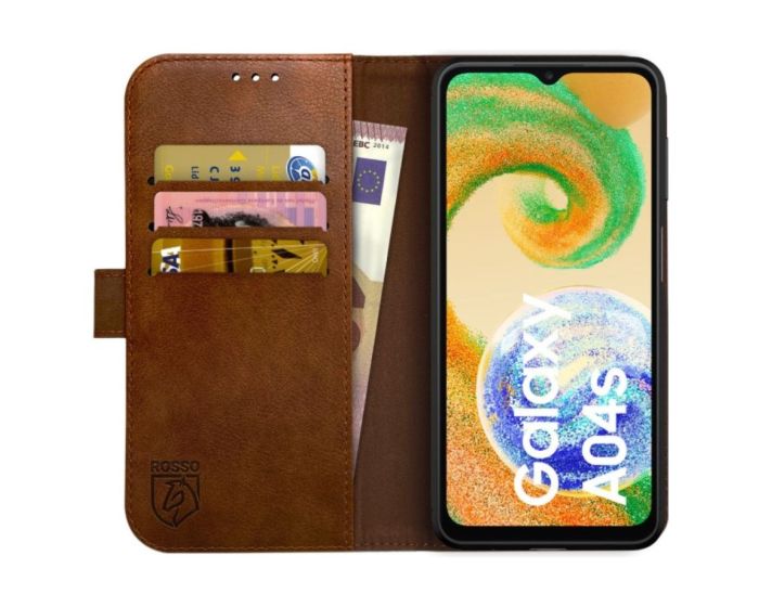 Rosso Element PU Leather Wallet Θήκη Πορτοφόλι με Stand - Brown (Samsung Galaxy A04s)