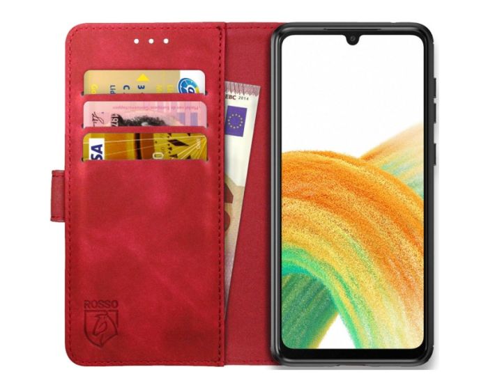 Rosso Element PU Leather Wallet Θήκη Πορτοφόλι με Stand - Red (Samsung Galaxy A33 5G)