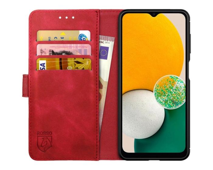 Rosso Element PU Leather Wallet Θήκη Πορτοφόλι με Stand - Red (Samsung Galaxy A13 5G)