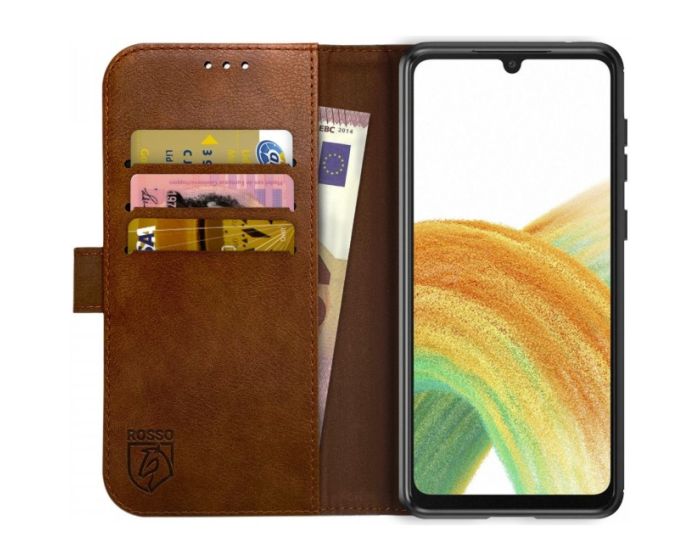 Rosso Element PU Leather Wallet Θήκη Πορτοφόλι με Stand - Brown (Samsung Galaxy A33 5G)