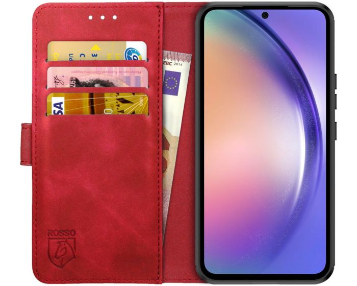 Rosso Element PU Leather Wallet Θήκη Πορτοφόλι με Stand - Red (Samsung Galaxy A54 5G)