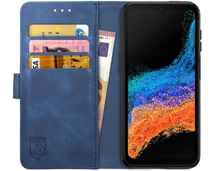 Rosso Element PU Leather Wallet Θήκη Πορτοφόλι με Stand - Blue (Samsung Galaxy Xcover 6 Pro)
