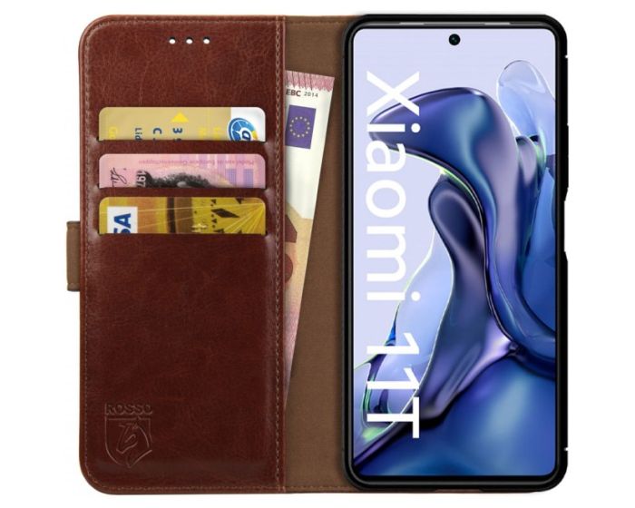 Rosso Element PU Leather Wallet Θήκη Πορτοφόλι με Stand - Brown (Xiaomi 11T / 11T Pro)