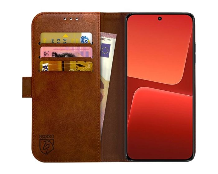 Rosso Element PU Leather Wallet Θήκη Πορτοφόλι με Stand - Brown (Xiaomi 13)