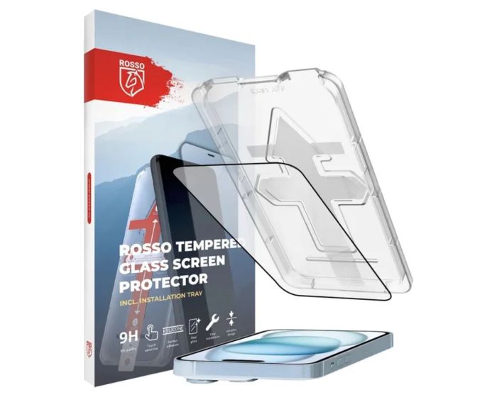Rosso Tempered Glass FullFace Αντιχαρακτικό Προστατευτικό Οθόνης (iPhone 15)