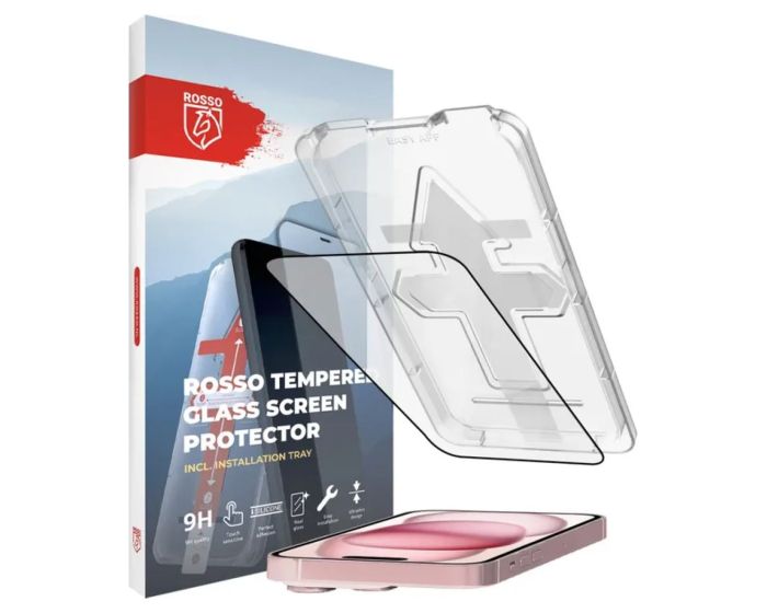 Rosso Tempered Glass FullFace Αντιχαρακτικό Προστατευτικό Οθόνης (iPhone 15 Plus)