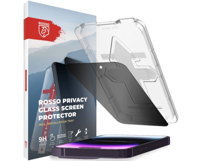 Rosso Privacy 3D Full Glue Full Face Αντιχαρακτικό Γυαλί Tempered Glass with Installation Tray Black (iPhone 14 Pro)