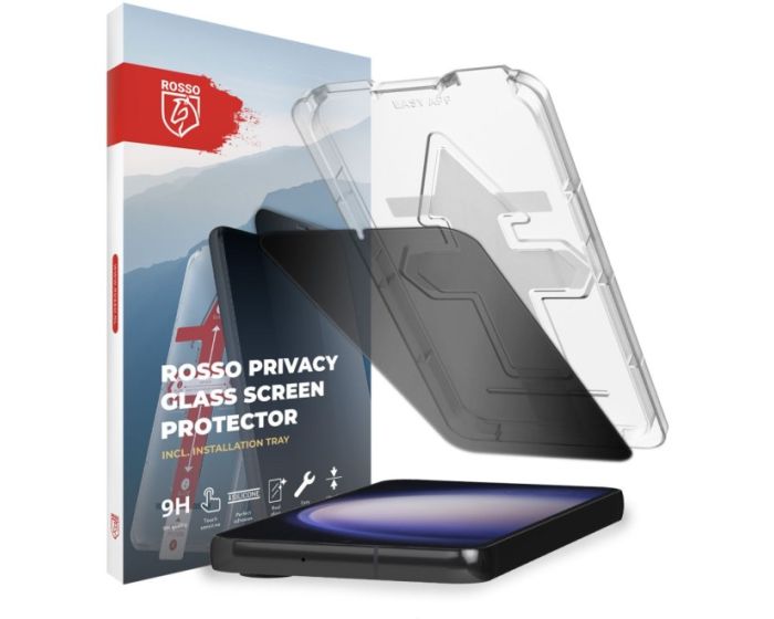 Rosso Privacy 3D Full Glue Full Face Αντιχαρακτικό Γυαλί Tempered Glass with Installation Tray Black (Samsung Galaxy S23)