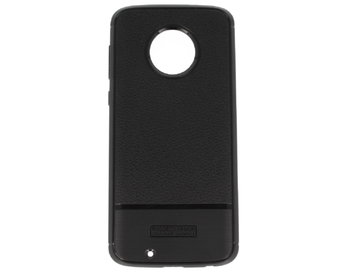 TPU Rugged Armor Football Grain Case Black (Motorola Moto G6)