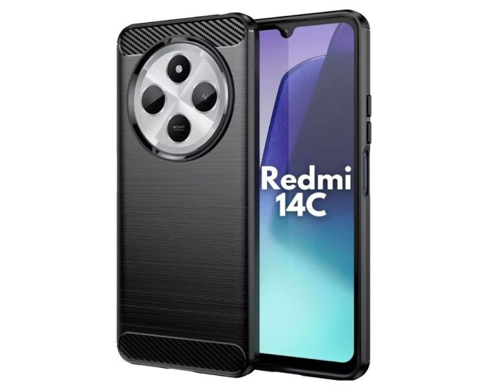 TPU Carbon Rugged Armor Case Ανθεκτική Θήκη Black (Xiaomi Redmi 14C / Redmi A4 / Poco C75)