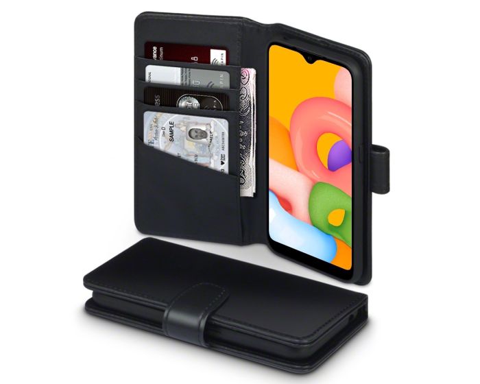Terrapin Δερμάτινη Θήκη Πορτοφόλι Wallet Case (117-002a-287) Μαύρο (Samsung Galaxy A01)