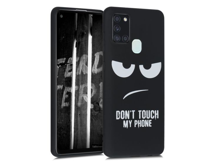 KWmobile Slim Fit Gel Case Don't touch my phone (52499.01) Θήκη Σιλικόνης Μαύρη (Samsung Galaxy A21s)