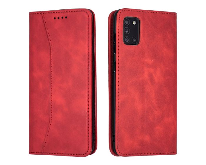 Bodycell PU Leather Book Case Θήκη Πορτοφόλι με Stand - Red (Samsung Galaxy A31)
