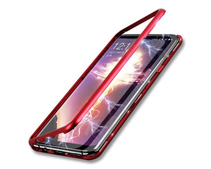 Magneto Bumper Case - Μαγνητική Θήκη Clear / Red (Samsung Galaxy A40)