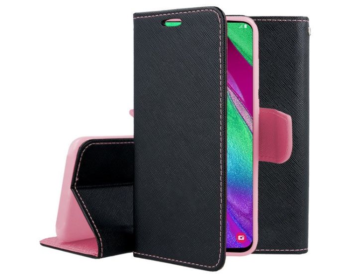 Tel1 Fancy Diary Case Θήκη Πορτοφόλι με δυνατότητα Stand Black / Pink (Samsung Galaxy A40)