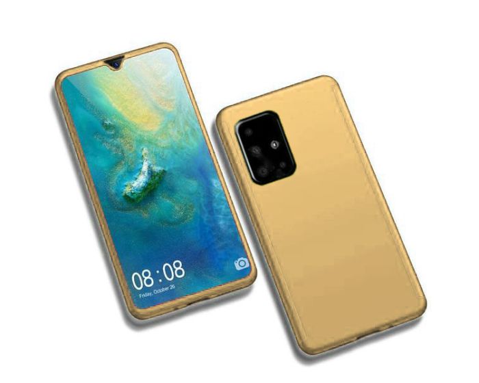 360 Full Cover Case & Tempered Glass - Gold (Samsung Galaxy A41)