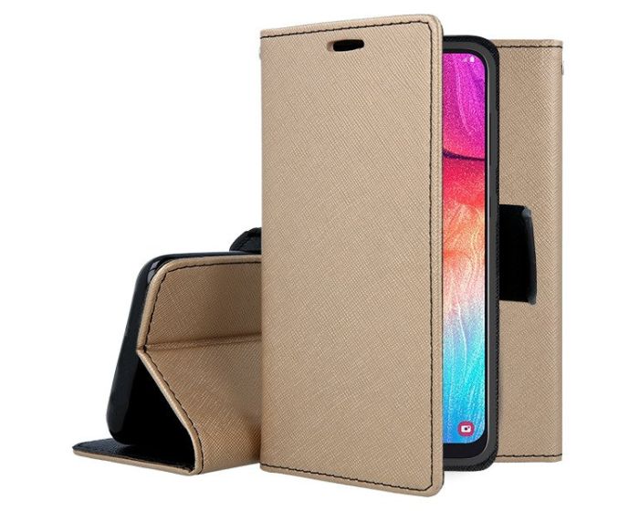Tel1 Fancy Diary Case Θήκη Πορτοφόλι με δυνατότητα Stand Gold / Black (Samsung Galaxy A41)