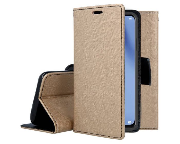 Tel1 Fancy Diary Case Θήκη Πορτοφόλι με δυνατότητα Stand Gold / Black (Samsung Galaxy A42 5G)