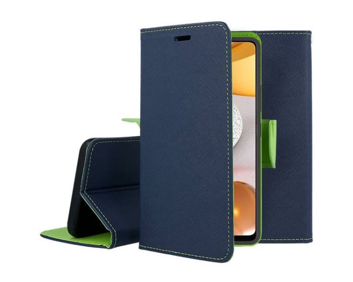 Tel1 Fancy Diary Case Θήκη Πορτοφόλι με δυνατότητα Stand Navy / Lime (Samsung Galaxy A42 5G)