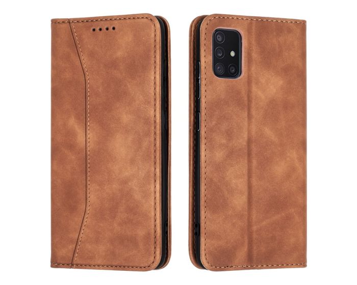 Bodycell PU Leather Book Case Θήκη Πορτοφόλι με Stand - Brown (Samsung Galaxy A51)