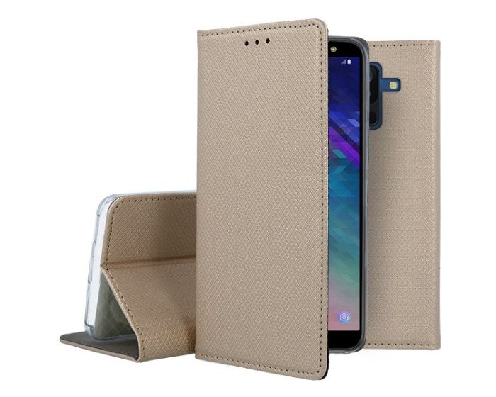 Forcell Smart Book Case με Δυνατότητα Stand Θήκη Πορτοφόλι Gold (Samsung Galaxy A6 Plus 2018)