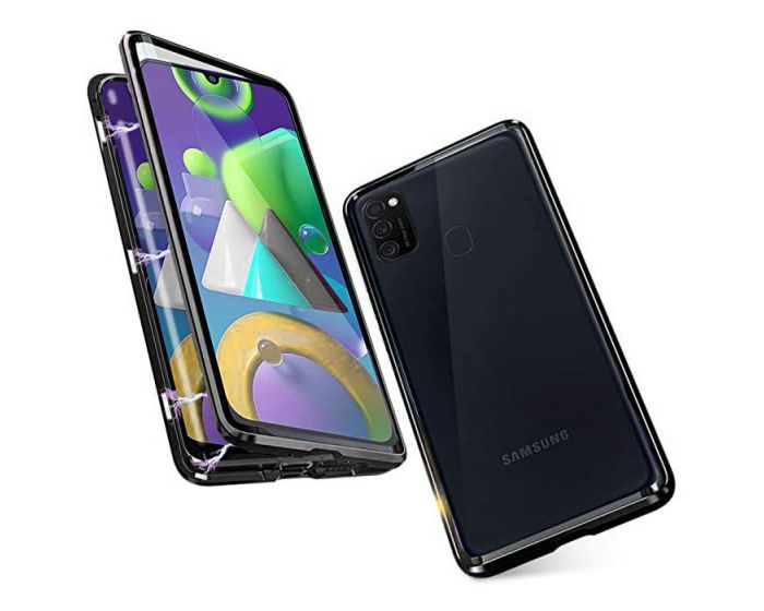 Magneto Full Glass Case - Μαγνητική Θήκη Clear / Black (Samsung Galaxy M21)