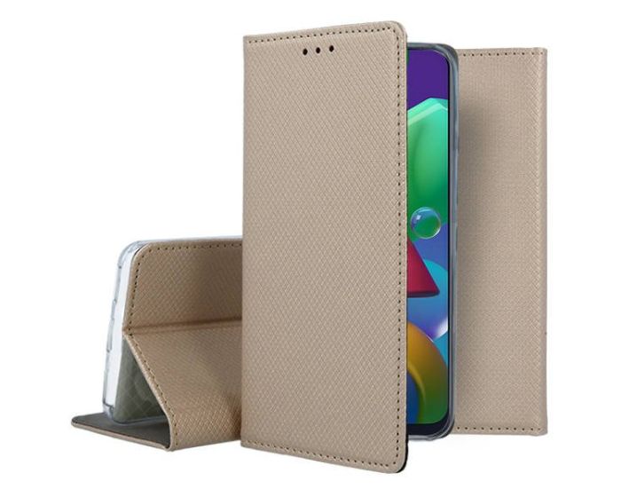 Forcell Smart Book Case με Δυνατότητα Stand Θήκη Πορτοφόλι Gold (Samsung Galaxy M21 / M30s)