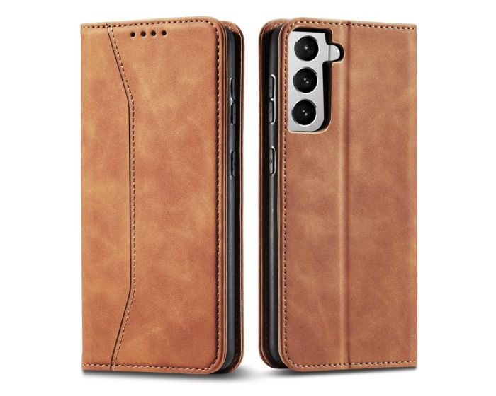 Bodycell PU Leather Book Case Θήκη Πορτοφόλι με Stand - Brown (Samsung Galaxy S21 5G)