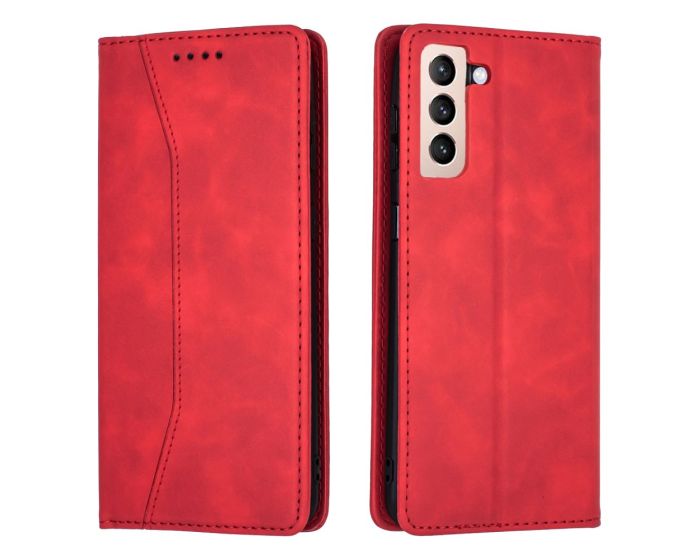 Bodycell PU Leather Book Case Θήκη Πορτοφόλι με Stand - Red (Samsung Galaxy S21 Plus 5G)