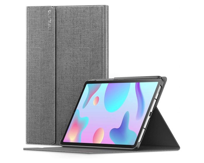 Infiland Classic Book Case Θήκη με Δυνατότητα Stand - Grey (Samsung Galaxy Tab S6 Lite 10.4)