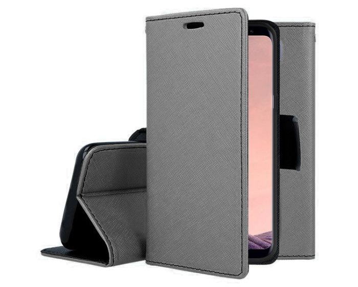 Tel1 Fancy Diary Case Θήκη Πορτοφόλι με δυνατότητα Stand Steel / Black (Samsung Galaxy S8 Plus)