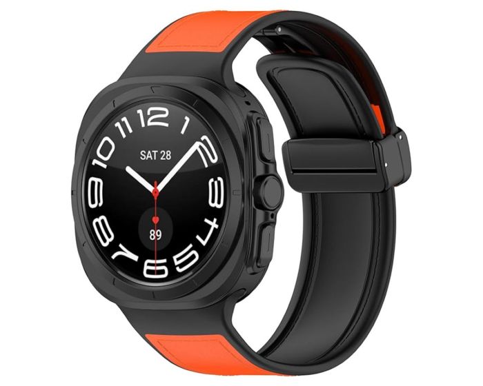 Techsuit Watchband (W056) PU Leather Silicone Strap Samsung Galaxy Watch Ultra 47mm - Orange