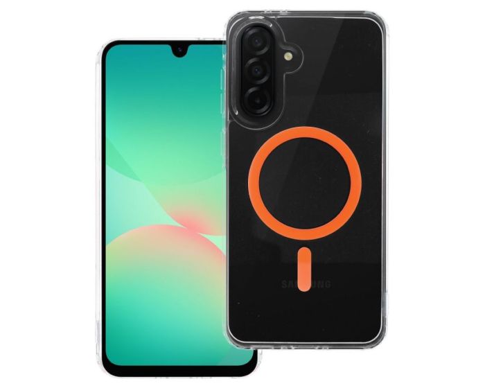 Drop Glue Colorful Ring Mag Cover Case Θήκη Συμβατή με MagSafe Clear / Orange (Samsung Galaxy A16 4G / 5G) - MT82959