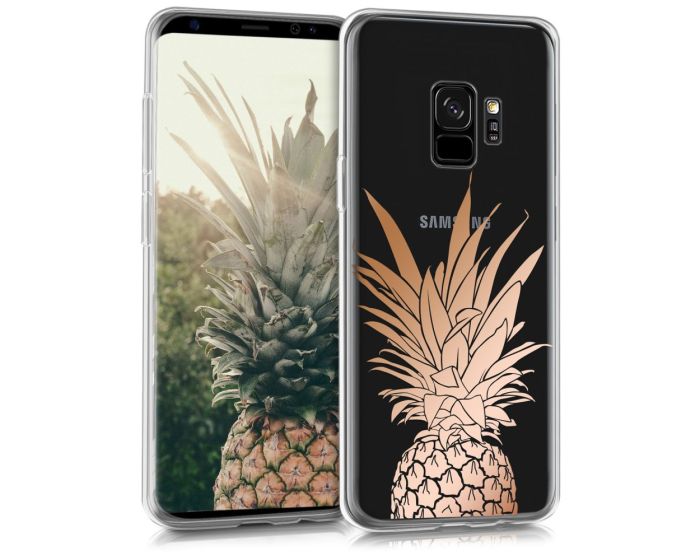 KWmobile Slim Fit Gel Case Pineapple Shrub (44196.02) Θήκη Σιλικόνης Διάφανη / Ροζ Χρυσό (Samsung Galaxy S9)