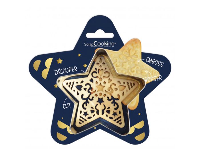 Scrap Cooking Cookie Cutter + Wood Embosser Star (SCC-2090) Ξύλινη Σφραγίδα Μπισκότων και Κουπ Πατ
