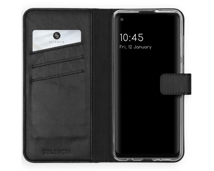 Selencia Era Genuine Leather Wallet Case Δερμάτινη Θήκη Πορτοφόλι - Black (Samsung Galaxy A21s)