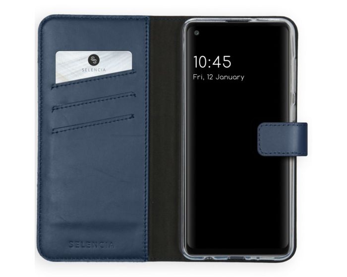 Selencia Era Genuine Leather Wallet Case Δερμάτινη Θήκη Πορτοφόλι - Blue (Samsung Galaxy A21s)
