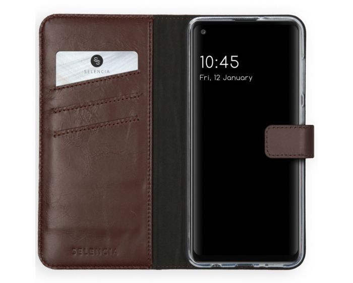 Selencia Era Genuine Leather Wallet Case Δερμάτινη Θήκη Πορτοφόλι - Brown (Samsung Galaxy A21s)