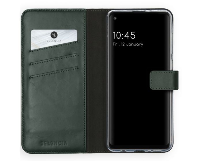 Selencia Era Genuine Leather Wallet Case Δερμάτινη Θήκη Πορτοφόλι - Green (Samsung Galaxy A21s)