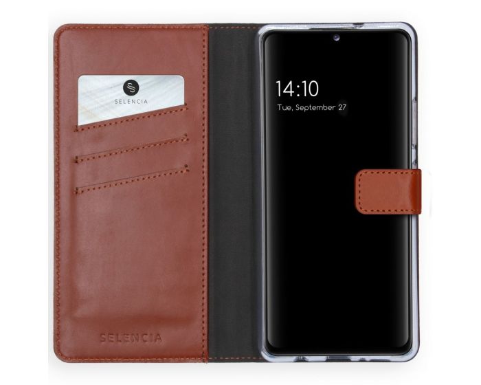 Selencia Era Genuine Leather Wallet Case Δερμάτινη Θήκη Πορτοφόλι - Light Brown (Samsung Galaxy A42 5G)