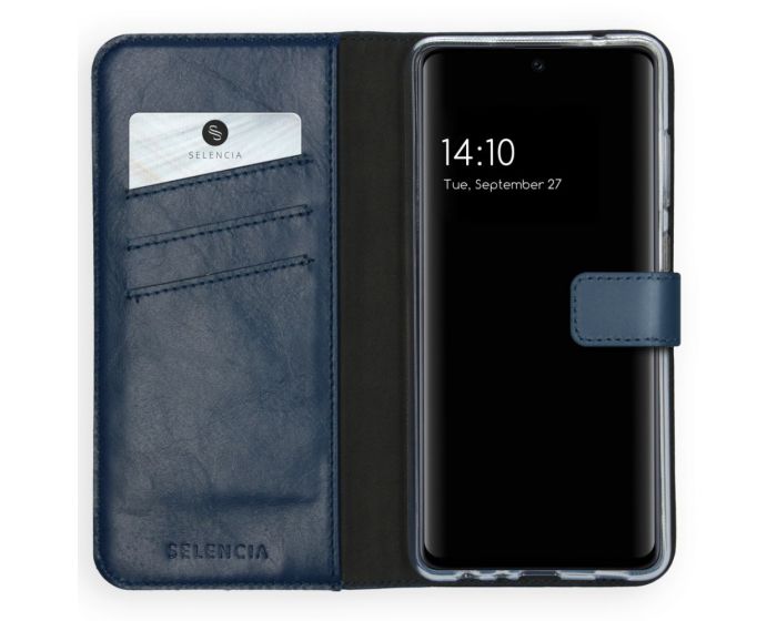 Selencia Era Genuine Leather Wallet Case Δερμάτινη Θήκη Πορτοφόλι - Blue (Samsung Galaxy A72 4G / 5G)